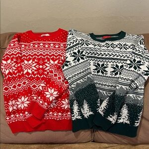 Bundle of Festive Red and Green Holiday Sweaters